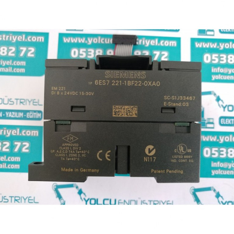 Siemens 6ES7 221-1BF22-0XA0, Digital input EM 221, only for S7-22X CPU, 8 DI, 24 V DC, sinking